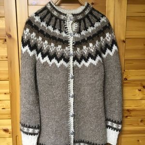 Authentic Iceland Fairisle Hand knit wool Cardigan Small